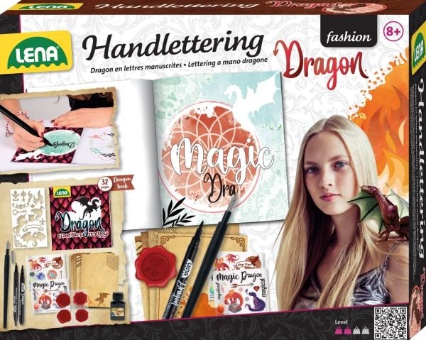Lena Dragon Handlettering 42336, Håndverkssett for barn, 8 år, Flerfarget