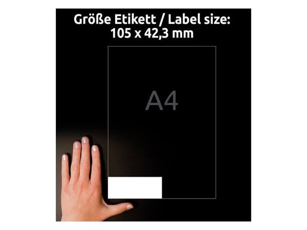 Avery 6136, Hvit, Rektangel, Permanent, A4, Universell, Papir