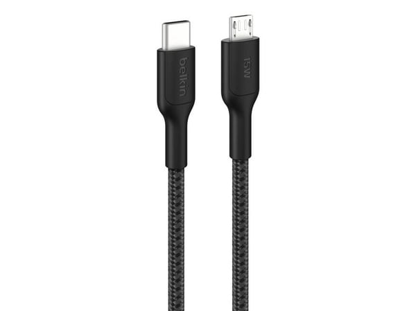 Belkin BoostCharge Pro - USB-kabel - USB-C (hann) til Micro-USB type B (hann) - 1 m - USB Power Delivery (15W), braided