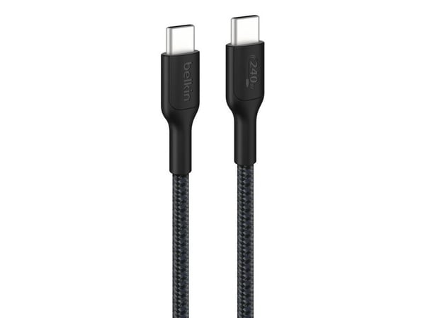 Belkin BoostCharge Pro - USB-kabel - USB-C (hann) til USB-C (hann) - 3 m - USB Power Delivery (240 W), braided - svart
