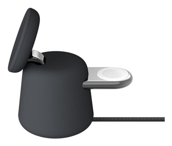 Belkin BoostCharge Pro 2-in-1 - Trådløst ladestativ - med Qi2 + AC-strømadapter - 15 watt - Fast Charge - koksgrå