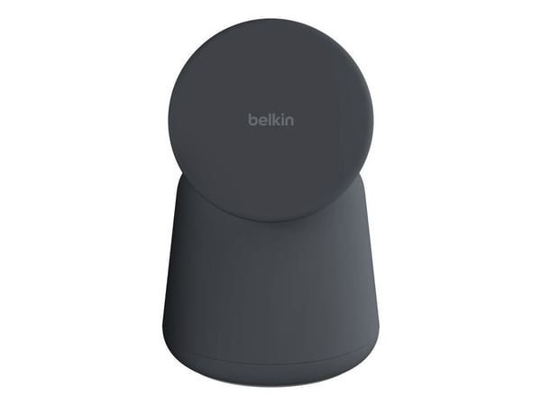 Belkin BoostCharge Pro 2-in-1 - Trådløst ladestativ - med Qi2 + AC-strømadapter - 15 watt - Fast Charge - koksgrå