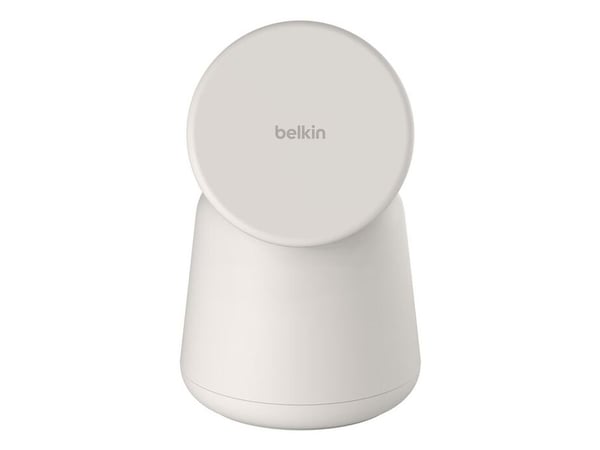 Belkin BoostCharge Pro 2-in-1 - Trådløst ladestativ - med Qi2 + AC-strømadapter - 15 watt - Fast Charge - sand