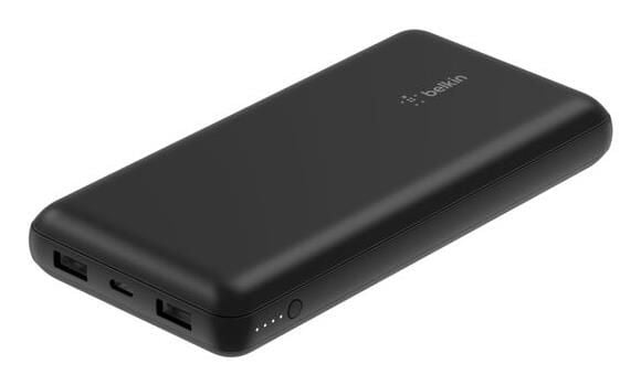 Belkin BoostCharge - Strømbank + AC-strømadapter - 20000 mAh - PD - 3 utgangskontakter (USB-C, 2 x USB) - på kabel: USB-C - Europa - med pose med g...