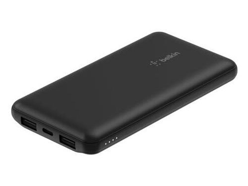 Belkin BoostCharge - Strømbank + AC-strømadapter - 10000 mAh - PD - 3 utgangskontakter (USB-C, 2 x USB) - på kabel: USB-C - Europa - med pose med g...