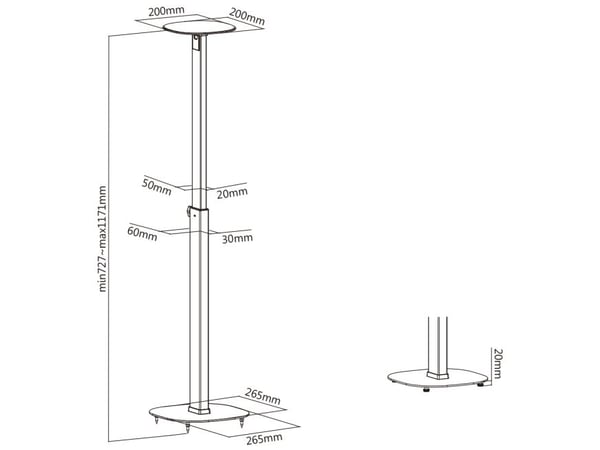 myWall HS 23 W, Gulv, 10 kg, Stål, Hvit, Gulv, 1 ben