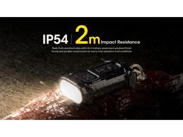 Nitecore TINI3, Nyckelringsficklampa, Svart, Gjuten aluminium, Knappar, IP54, LED