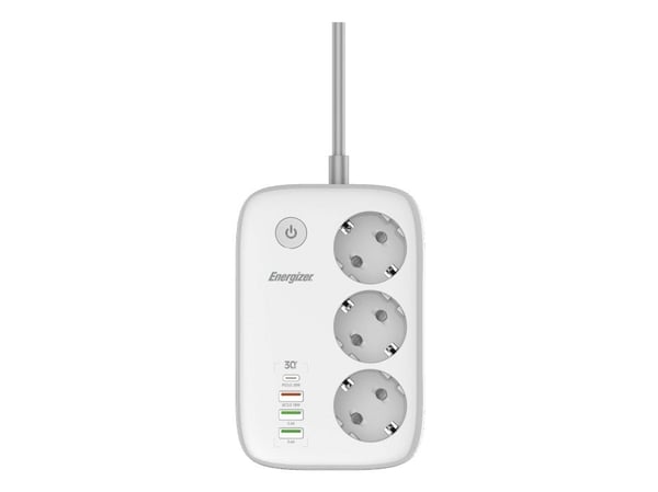Energizer EPB2500W02EU, 2 m, Sisätila, Valkoinen, 3 AC-pistorasia(a), 100 - 250 V, 50 - 60 Hz