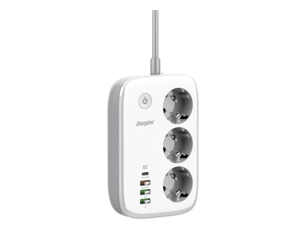 Energizer EPB2500W02EU, 2 m, Sisätila, Valkoinen, 3 AC-pistorasia(a), 100 - 250 V, 50 - 60 Hz