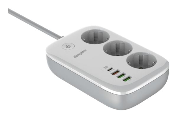 Energizer EPB2500W02EU, 2 m, Sisätila, Valkoinen, 3 AC-pistorasia(a), 100 - 250 V, 50 - 60 Hz