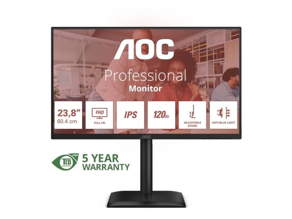 AOC 24E4U, 60,5 cm (23.8"), 1920 x 1080 pixlar, Full HD, LED, 4 ms, Svart