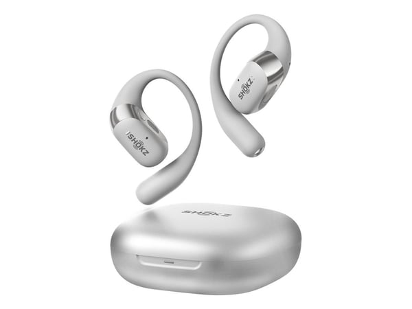 SHOKZ OpenFit 2+ - True wireless-hodetelefoner med mikrofon - åpent øre - over-øret-montering - Bluetooth - grå