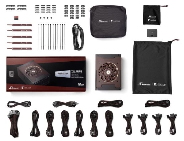 Seasonic Prime TX-1600 Noctua Edition, 80 PLUS Titanium-strømforsyning, modulær, ATX 3.0, PCIe 5.0 - 1600 Watt