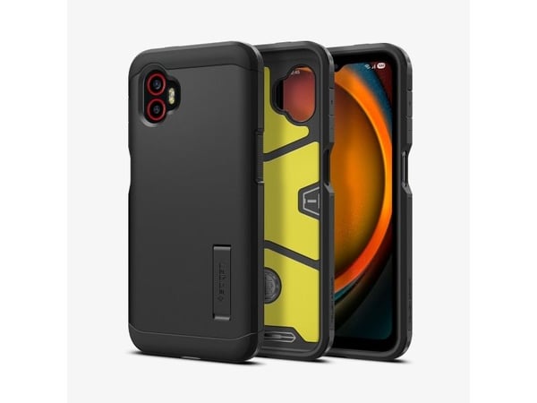 Spigen Tough Armor - Baksidedeksel for mobiltelefon - polykarbonat, termoplast-polyuretan (TPU) - svart - for Samsung Galaxy XCover7 Pro