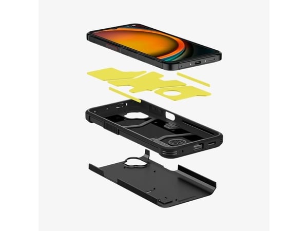 Spigen Tough Armor - Baksidedeksel for mobiltelefon - polykarbonat, termoplast-polyuretan (TPU) - svart - for Samsung Galaxy XCover7 Pro