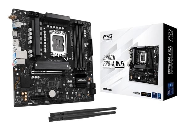 ASRock B860M Pro-A WiFi - Hovedkort - micro ATX - LGA1851-sokkel - B860 Chipset - USB-C 3.2 Gen 2x2, USB-C 3.2 Gen 1, USB 3.2 Gen 1 - 2.5 Gigabit L...