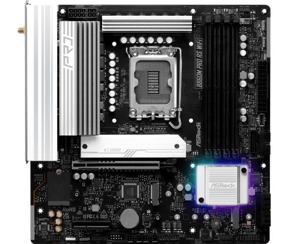 ASRock B860M Pro RS WiFi - Hovedkort - micro ATX - LGA1851-sokkel - B860 Chipset - USB-C 3.2 Gen 2x2, USB 3.2 Gen 1, USB-C 3.2 Gen 1 - 2.5 Gigabit ...
