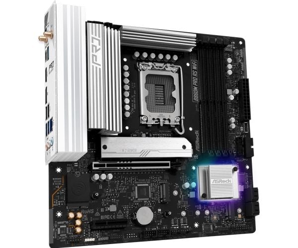 ASRock B860M Pro RS WiFi - Hovedkort - micro ATX - LGA1851-sokkel - B860 Chipset - USB-C 3.2 Gen 2x2, USB 3.2 Gen 1, USB-C 3.2 Gen 1 - 2.5 Gigabit ...