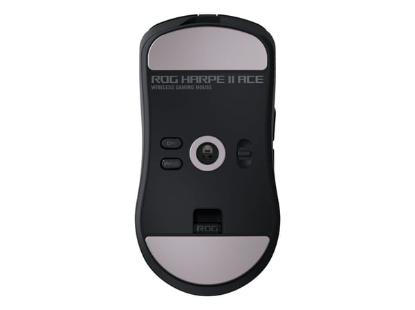 ASUS ROG Harpe II Ace - Mus - høyrehendt - optisk - 6 knapper - trådløs, kablet - USB 2.0, 2.4 GHz, Bluetooth 5.1 - USB trådløs mottaker - svart