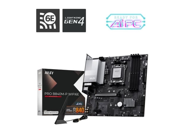 MSI PRO B840M-P WIFI6E - Hovedkort - micro ATX - Socket AM5 - AMD B840 Chipset - USB 3.2 Gen 2, USB-C 3.2 Gen 1, USB 3.2 Gen 1, USB-C 3.2 Gen2 - 2....