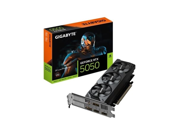 GIGABYTE GeForce RTX 5050 OC Low Profile 8G, GeForce RTX 5050, 8 GB, GDDR6, 128 bit, 7680 x 4320 piksler, PCI Express 5.0
