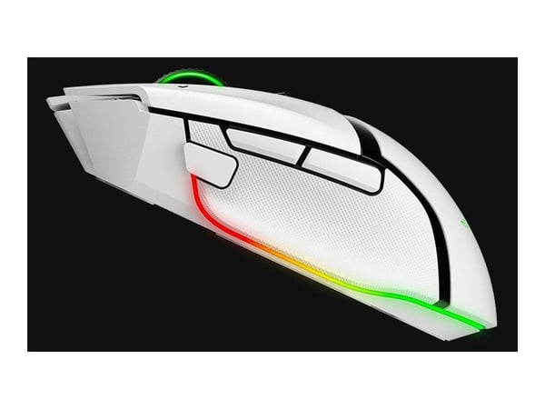 Razer Basilisk V3 pro - Mus - ergonomisk - högerhänt - optisk - 11 knappar - kabelansluten, trådlös - Bluetooth, 2.4 GHz - trådlös USB-mottagare - vit