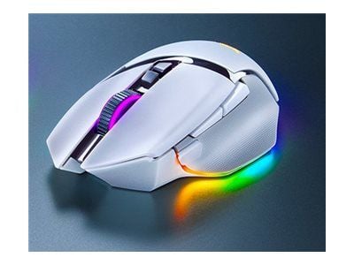 Razer Basilisk V3 pro - Mus - ergonomisk - högerhänt - optisk - 11 knappar - kabelansluten, trådlös - Bluetooth, 2.4 GHz - trådlös USB-mottagare - vit