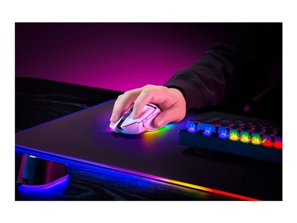 Razer Basilisk V3 pro - Mus - ergonomisk - högerhänt - optisk - 11 knappar - kabelansluten, trådlös - Bluetooth, 2.4 GHz - trådlös USB-mottagare - vit