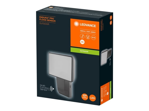 LEDVANCE ENDURA PRO FLOOD SENSOR - Turvavalo - LED - 15 W - viileän valkoinen valo - 4000 K - tummanharmaa