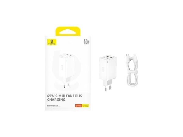 Baseus GAN6 Pro pikalaturi, 2xUSB-C + 2xUSB, 65W (valkoinen)