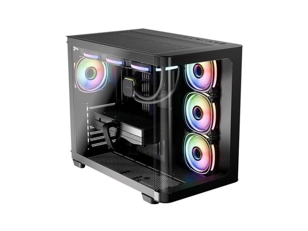 Kotelo MidiTower ATX 8001B Dark USB3.2,ilman virtalähdettä,Pro-Strom-Dark