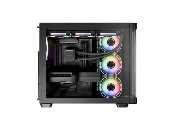 Kotelo MidiTower ATX 8001B Dark USB3.2,ilman virtalähdettä,Pro-Strom-Dark