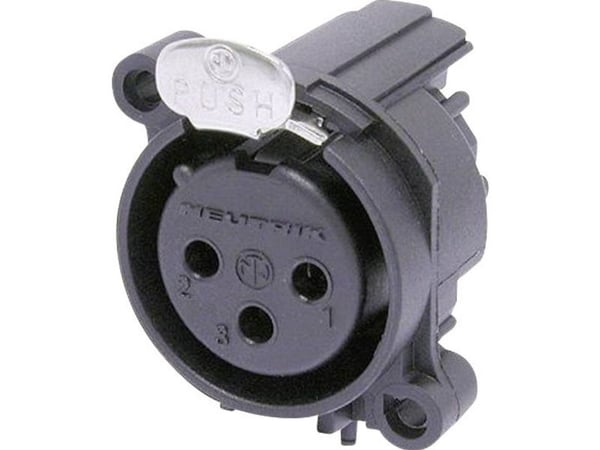 Neutrik NC3FAAH1, XLR, Sort, Rustfritt stål, Bronse, Polyamid, Stål, IP40, 1,5 V, 6 mO