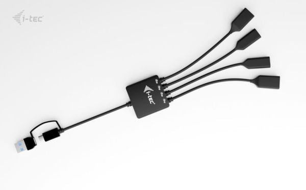 i-Tec - Hub - USB-C/USB-A-kabel - 2 x USB-C 3.2 Gen 1 + 2 x USB 3.2 Gen 1 - stasjonær