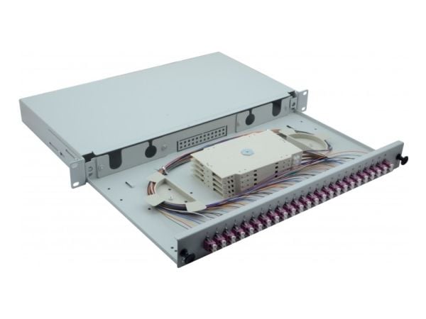 Helos LWL 19" Spleissbox 24 x LC Duplex OM4 spleißfertig grau (375560)
