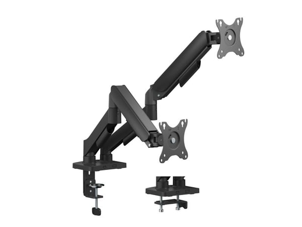 DELTACO - Monteringssett (dobbel skjermfeste) - for flatpanel - mekanisk fjær, 9kg - svart - skjermstørrelse: 17"-32" - skrivebordsmonterbar