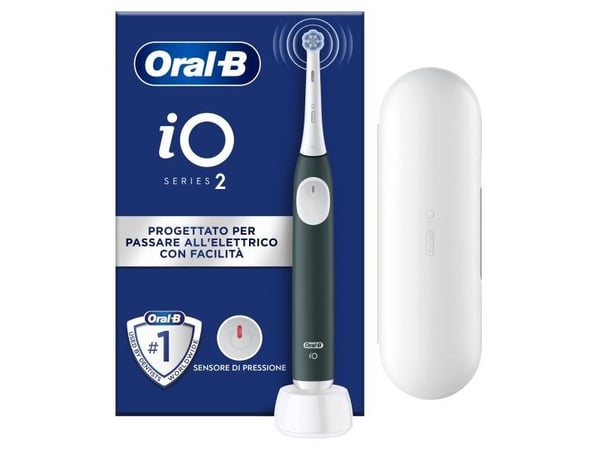 Oral-B iO2, Voksen, Vibrerende tannbørste, Daglig stell, Sensitiv / Myk, Super sensitive, Grønn, Hvit, 2 min, Rund