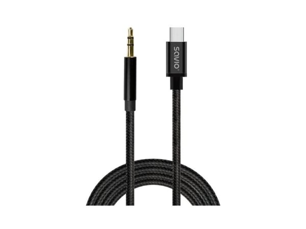 Savio cl-188, 3.5mm, Hankjønn, USB Type-C, Hankjønn, 2 m, Svart