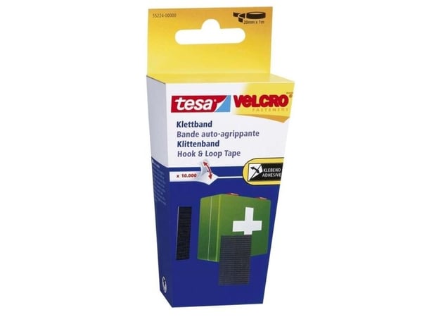 TESA 55224-00000-02, Musta, 20 mm, 100 cm, 1 kpl, Kupla