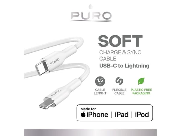 USB-kabel Puro USB-C till Lightning 1,5 m vit (PUR686)
