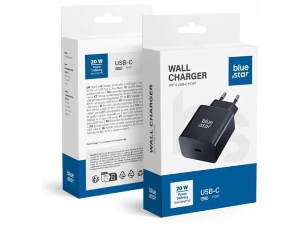 Blue Star BLUE STAR nettlader 3A 20W Type C PD QC4.0 TFB-TC-20WPD svart
