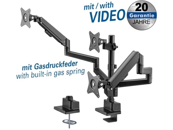 My Wall skjerm-bordstag HL 51-3 L 3 skjermer 43,2 cm (17) - 76,2 cm (30) sort svingbar vippbar høydejusterbar