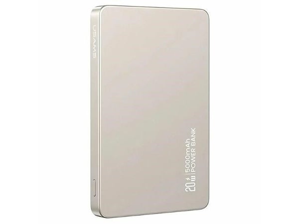 Powerbank langattomalla latauksella USAMS US-CD231 5000mAh 20W PD Fast Charge titaani/titaani Powerbank langattomalla latauksella USAMS US-CD231 5000mAh 20W PD Fast Charge titaani/titaani