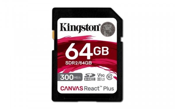 Kingston Technology Canvas React Plus, 64 GB, SD, Luokka 10, UHS-II, 300 MB/s, 260 MB/s