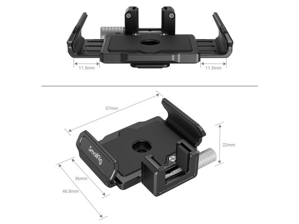 SmallRig 3272, SSD-beslag, Sort, Aluminium, Rustfrit stål, 1/4-20", Samsung T5/T7 SSD, 57 mm
