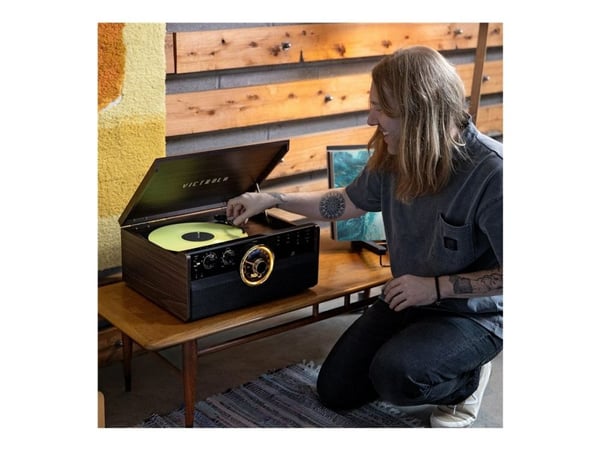 Victrola VTA-270B-ESP, Hihnakäyttöinen levysoitin, Ruskea, 50 dB, A2DP, AVRCP, 10 m, 10 W