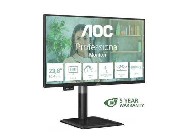 AOC 24P4U, 60,5 cm (23,8"), 1920 x 1080 piksler, Full HD, Svart
