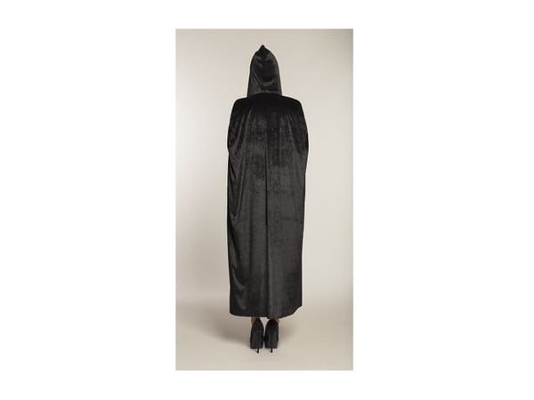 Musta veluuriviitta hupullisella hupulla, 165 cm