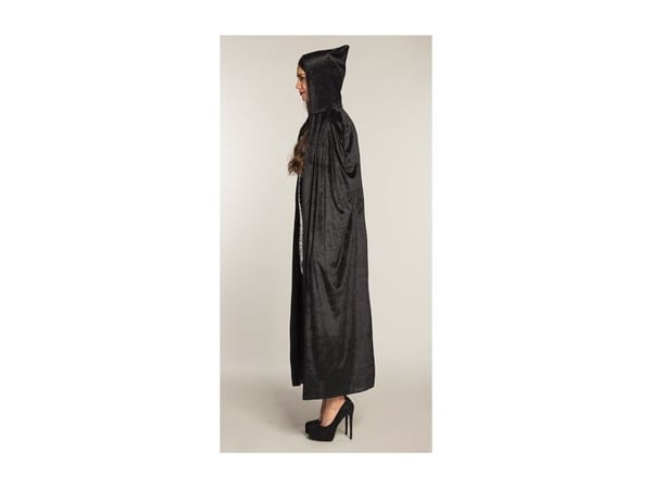 Musta veluuriviitta hupullisella hupulla, 165 cm