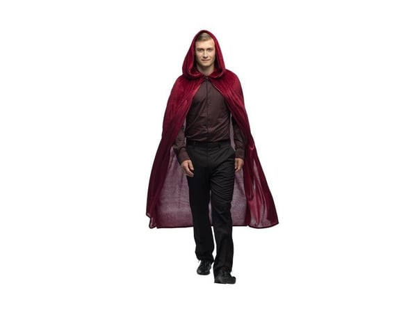 Vinrød velour kappe, 170 cm